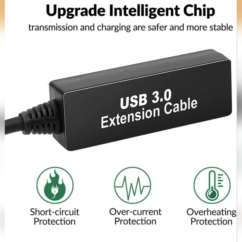 50FT USB 3.0 Extension Cable,Active Type A-Male to A-Female Extender Cord, 2 Sig